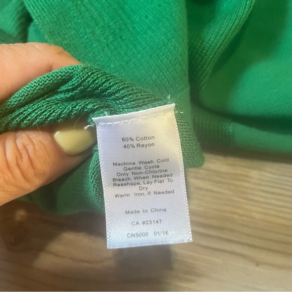 Talbots Open Cardigan Sweater Green Womens S Pockets Cotton blend - Picture 9 of 10